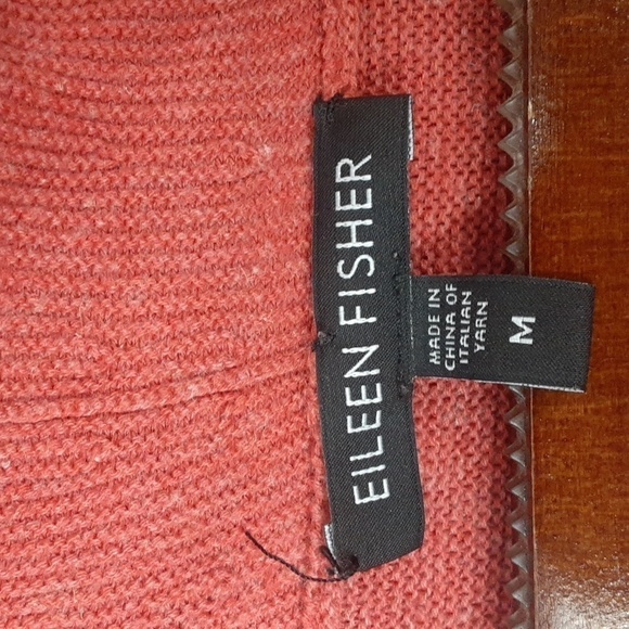 Eileen Fisher Linen Blend Waterfall Cascading Rust Colored Cardigan - Picture 3 of 8